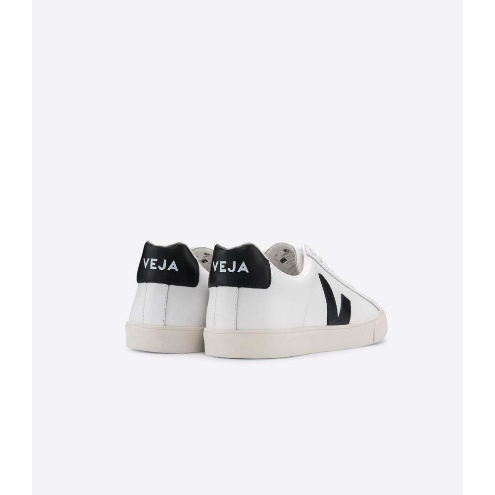 White/Black Women's Veja ESPLAR LEATHER Sneakers | AU 614VRW